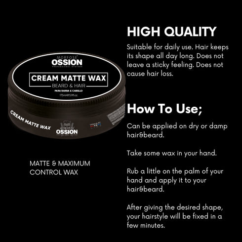 Morfose Ossion Premium Barber Line Hair and Beard Styling Cream Matte Wax, 5.92 Fl Oz