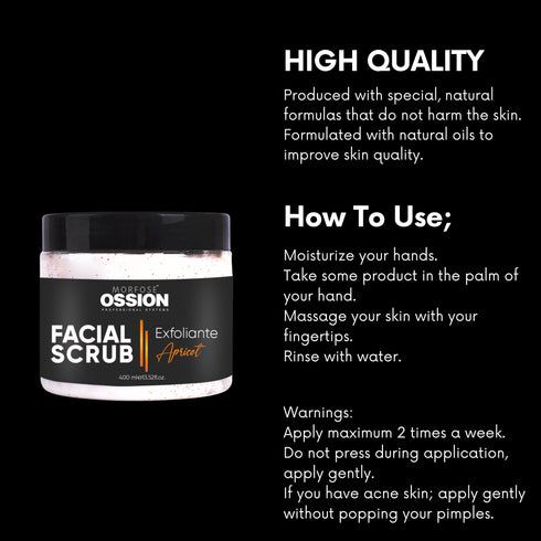Morfose Ossion Premium Barber Face Scrup - Apricot, 13.53 Fl Oz