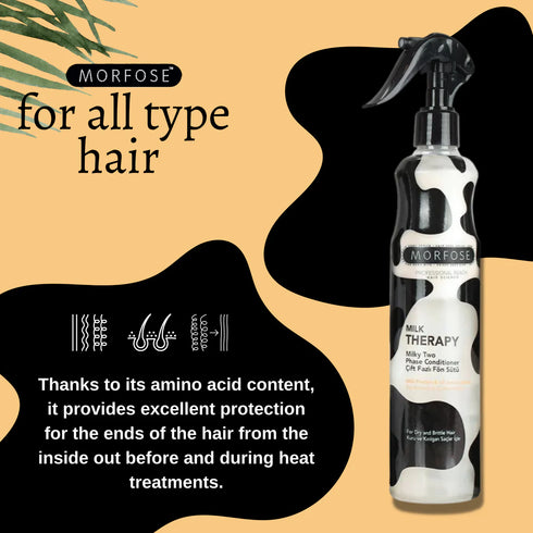Morfose Professional Milk Therapy Creamy Hair Shampoo, Conditioner, and Mask for Dry, Damaged, or Brittle Strands, Repairs and Protects, Eliminates Dryness, Damage, and Split Ends