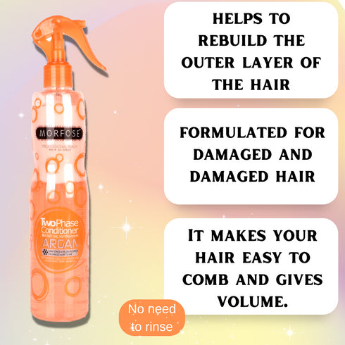 Morfose Argan Hair Care Set - Leave-In Conditioner, Shampoo, and Hair Mask Trio