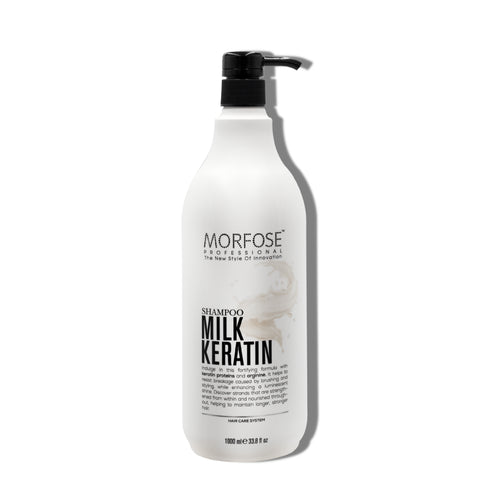 Morfose Milk Keratin Shampoo, Repairs and Protects, Fuller, Healthier, Softer Look, Eliminates Dryness, Damage, Removes Excess Oil on Hair and Scalp, 33.81 Fl oz…