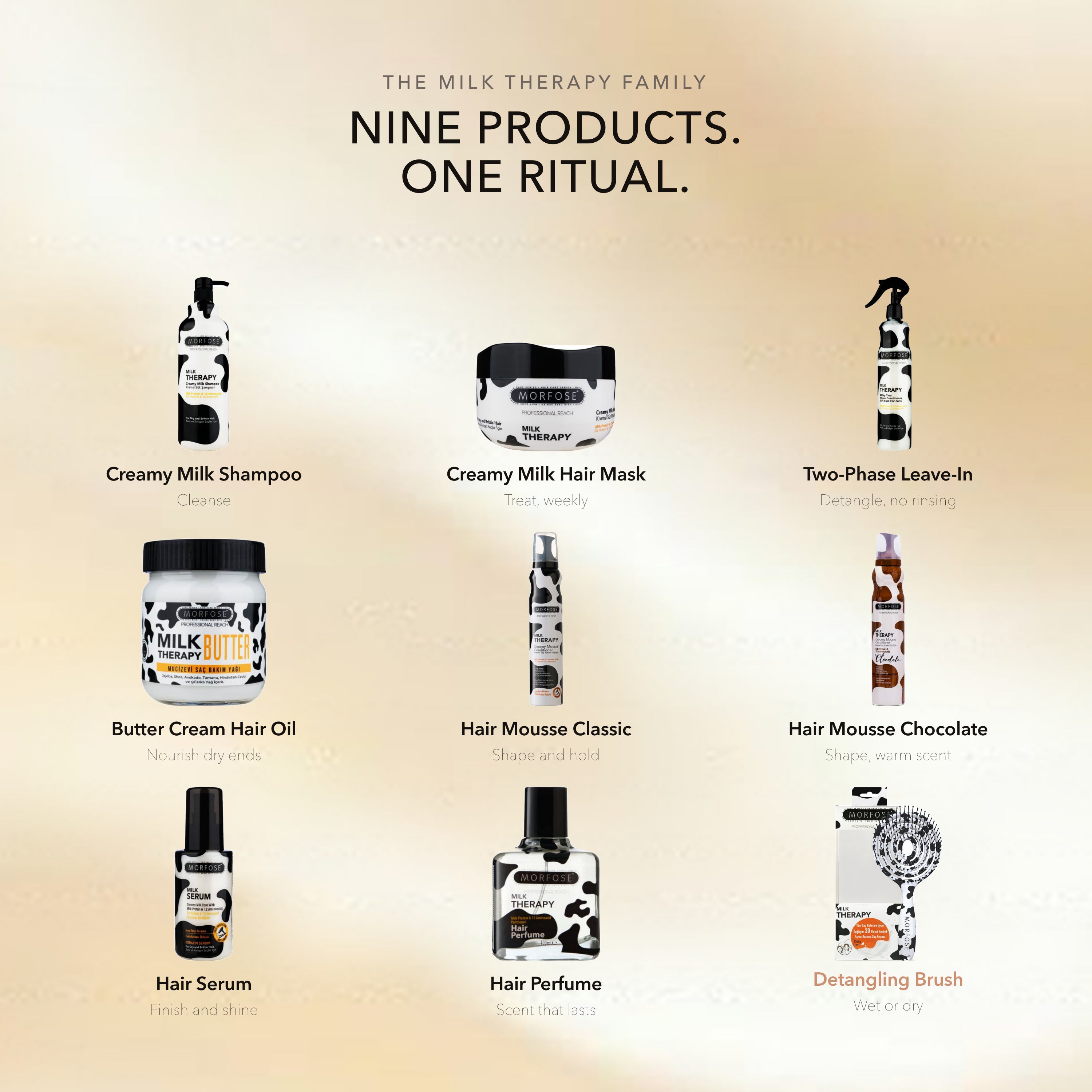 Morfose hair care range laid out by hair type and need