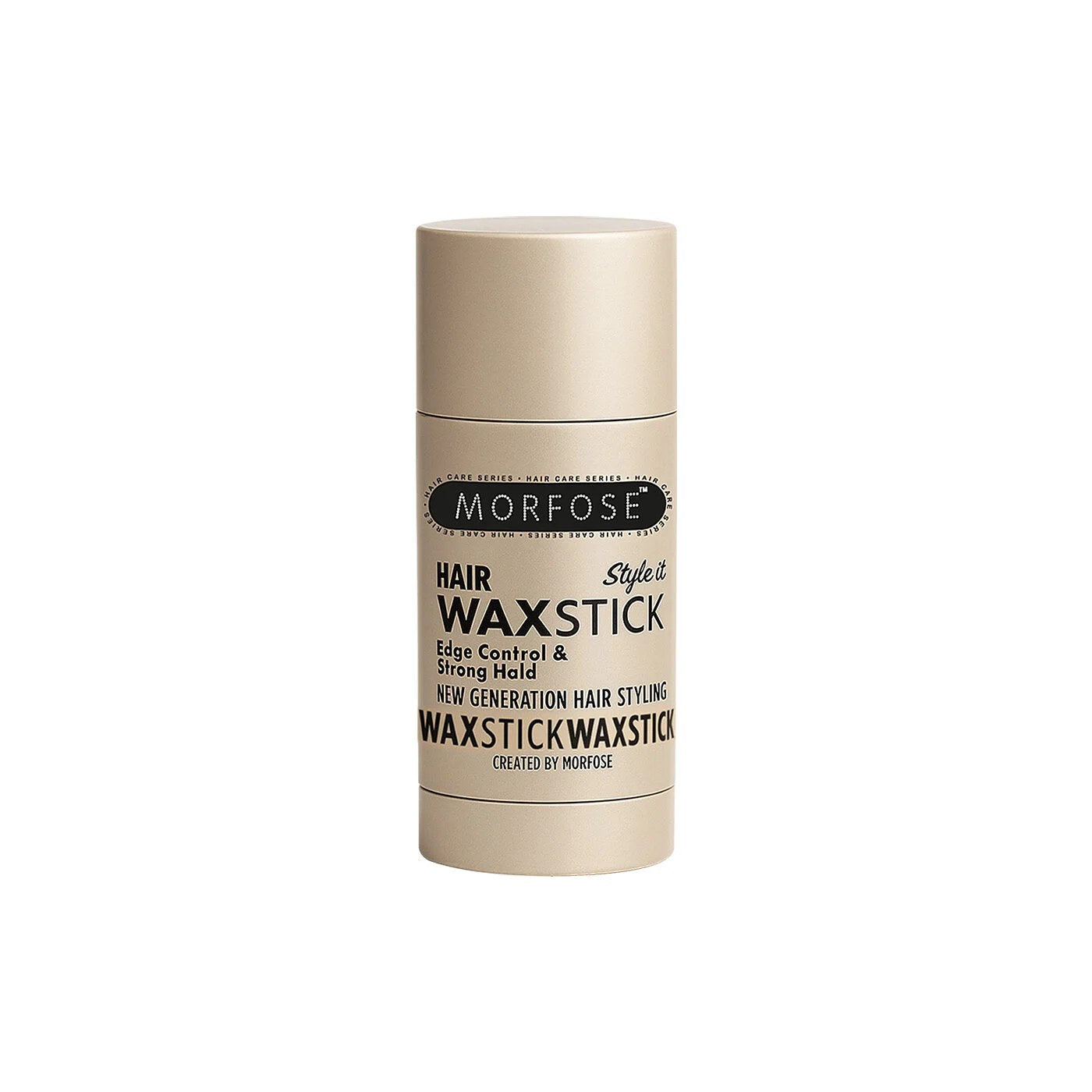 Morfose Hair Wax Stick in a beige twist-up tube, labelled Edge Control and Strong Hold