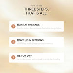 How to use the Morfose Milk Therapy brush: start at the ends, move up in sections, wet or dry