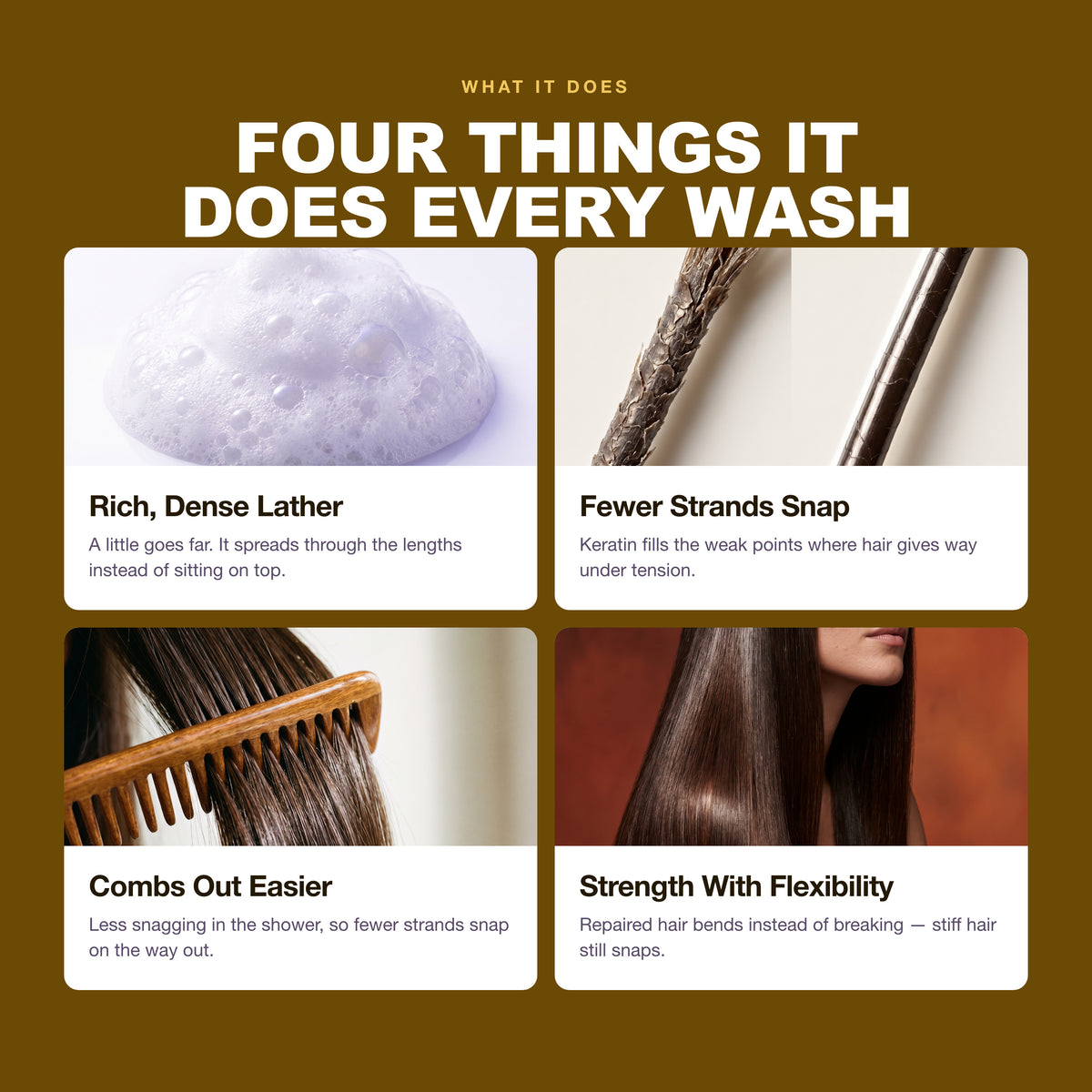 Four things the Morfose Bond Care Shampoo does every time