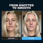 Morfose Moist Boost Two-Phase Conditioner before and after, one use, air-dried