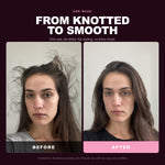 Morfose Glossy Touch Two-Phase Conditioner before and after, one use, air-dried