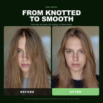 Morfose Pure Detox Two-Phase Conditioner before and after, one use, air-dried