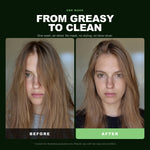 Morfose Pure Detox Shampoo before and after, one use, air-dried
