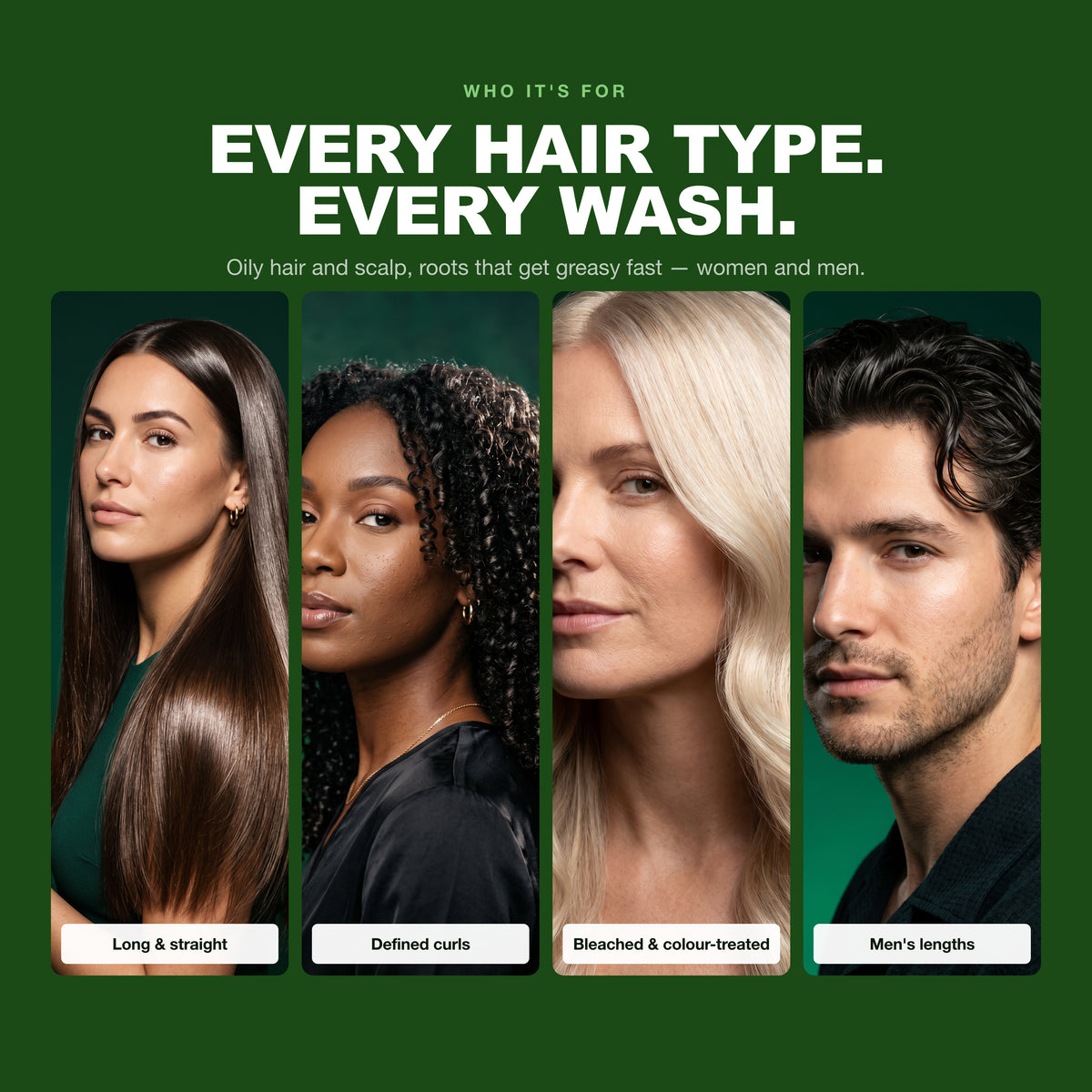 Morfose Pure Detox Shampoo on straight, curly, bleached and men's hair
