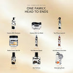 Morfose Milk Therapy routine: shampoo, mask, two-phase conditioner, butter, mousse, serum, perfume, brush
