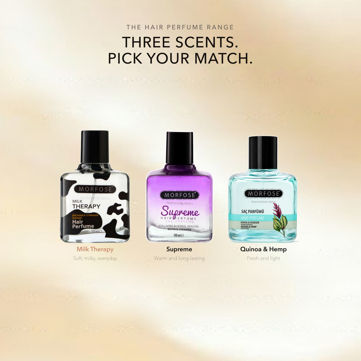 Morfose Milk Therapy range, pick your match by hair type and need