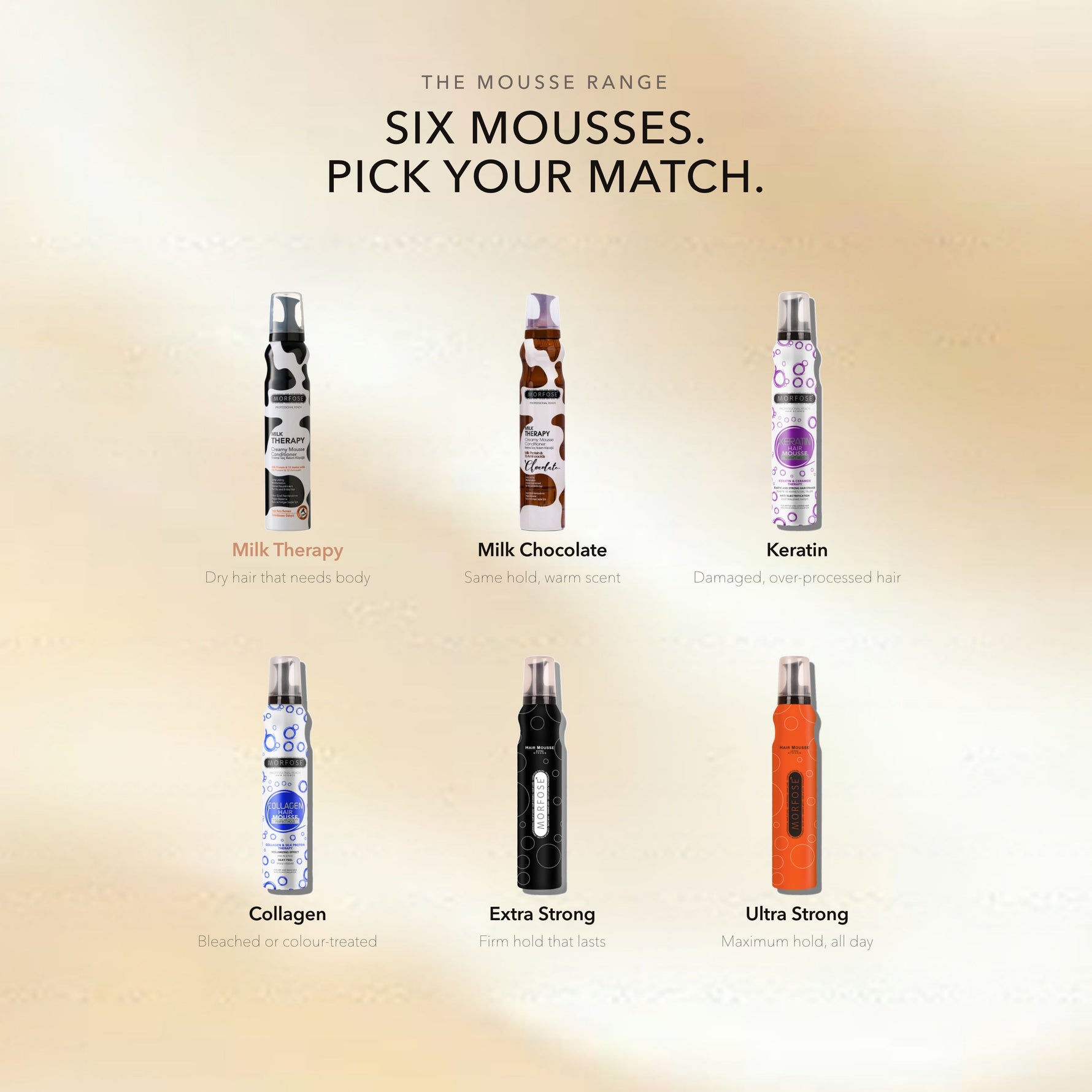 Morfose Milk Therapy range, pick your match by hair type and need