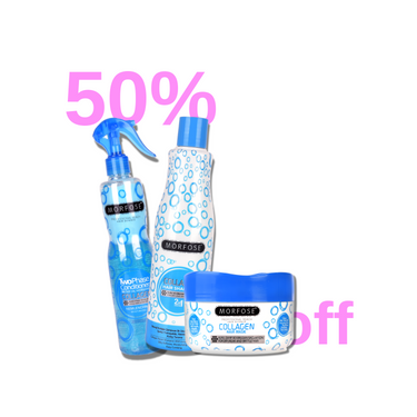 Morfose Collagen Hair Care Set - Leave-In Conditioner, Shampoo, and Hair Mask Trio - themorfose
