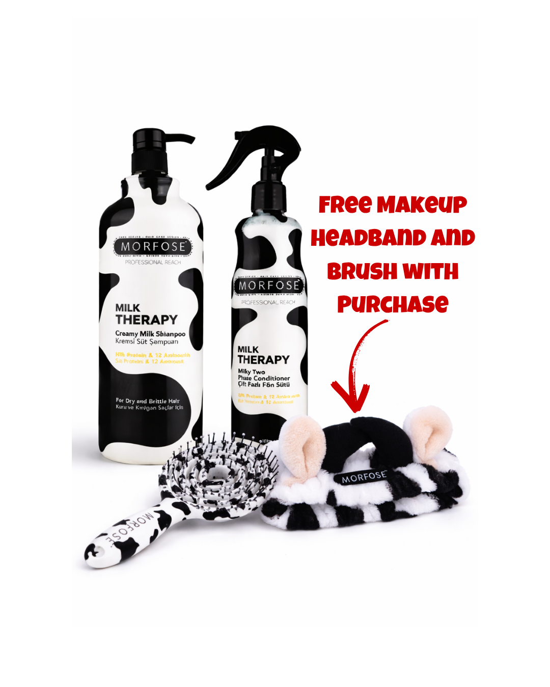 Milk Therapy Shampoo + Leave in Conditioner + Brush Set