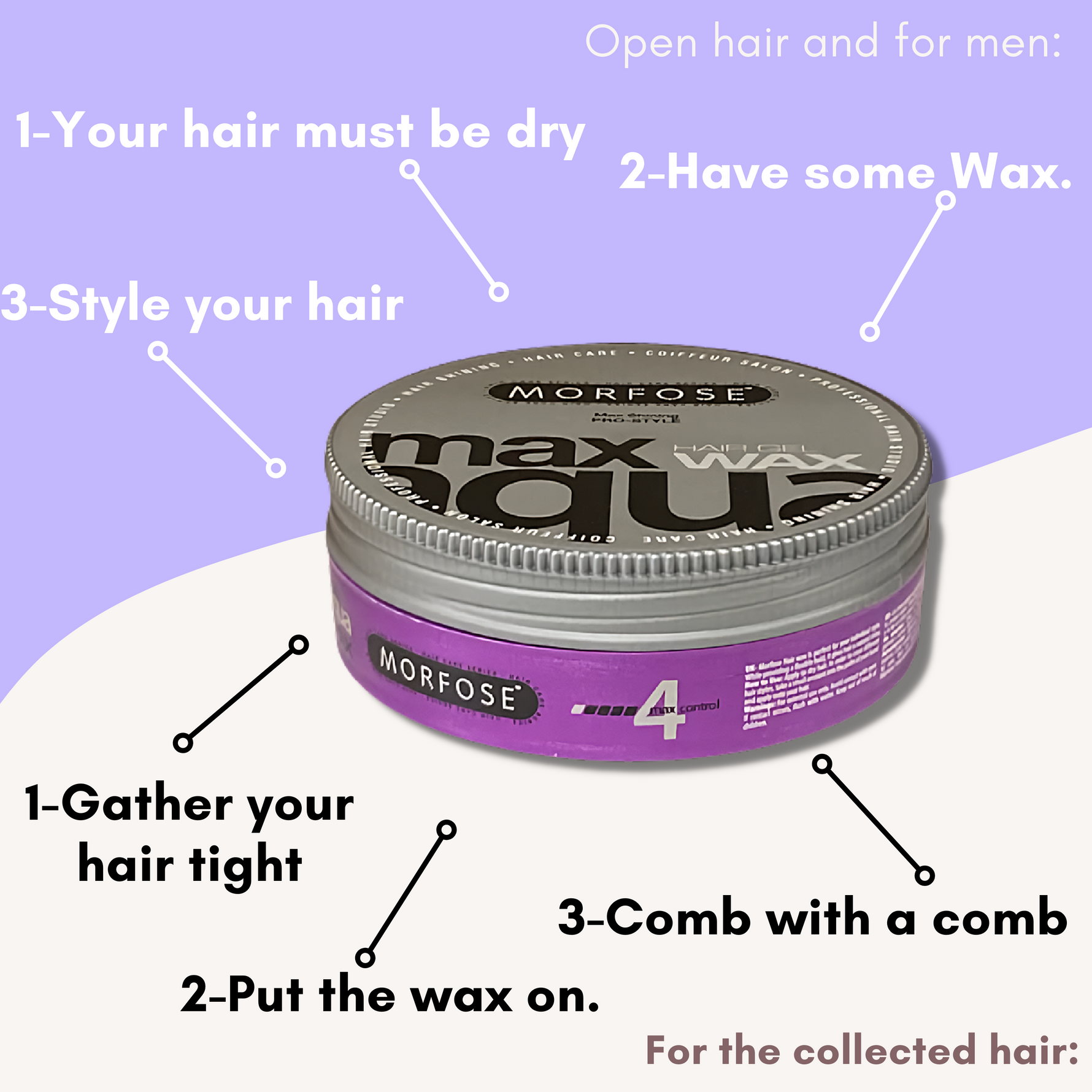 Morfose Aqua Hair Gel Wax with Extra Strong Hold Max Shining, Manage Flyaways, Braids, and Curls, Professional Hair Styling for Women and Men, 5.92 fl. oz. - themorfose
