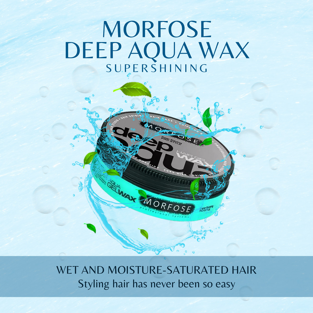 Morfose Deep Aqua Hair Wax with Shiny and Strong Hold, All Day Long, Hair Wax for Women and Men, Edge Wax, Gel Wax, Manage Flyaways, and Curls, Barra de Cera para el Cabello, 5.92 fl. oz. - themorfose