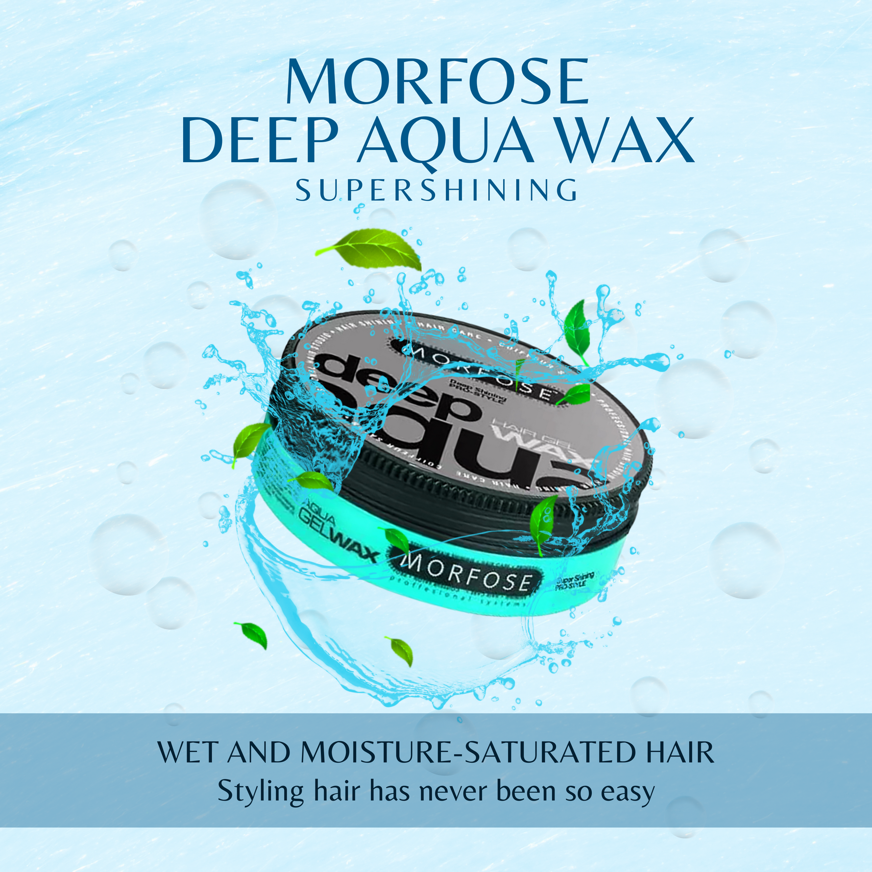 Morfose Deep Aqua Hair Wax with Shiny and Strong Hold, All Day Long, Hair Wax for Women and Men, Edge Wax, Gel Wax, Manage Flyaways, and Curls, Barra de Cera para el Cabello, 5.92 fl. oz. - themorfose