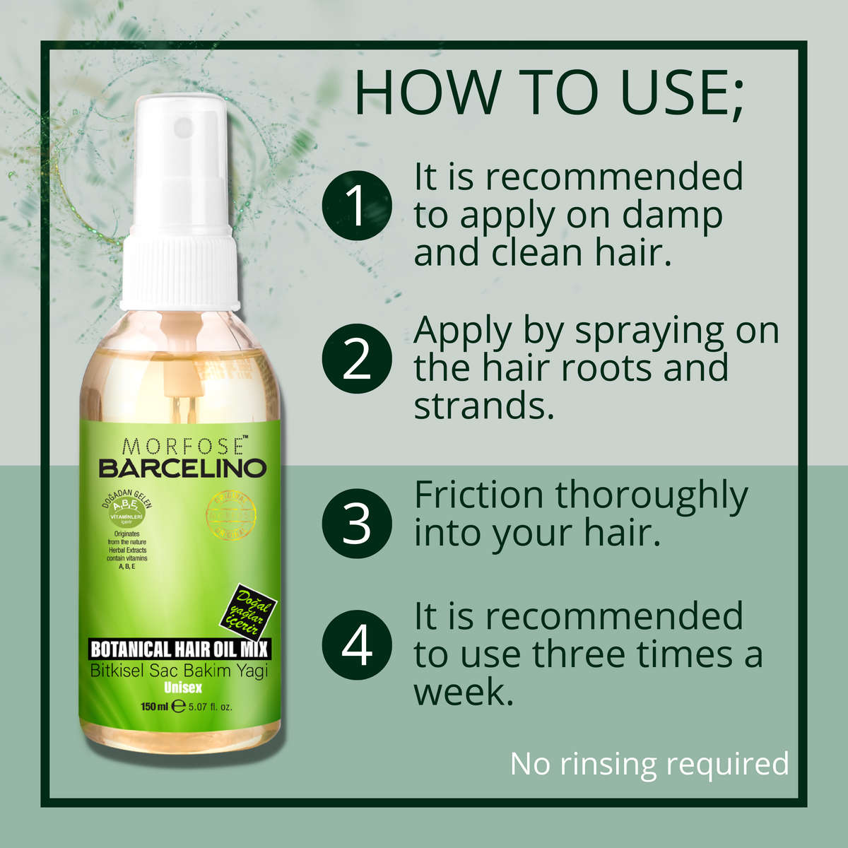 Morfose Barcelino Hair Oil, 12 different Oils, Promotes Thick, Long and Healthy Hair, Lightweight, Non-greasy Formula, Unisex, 5.07 Fl Oz - themorfose