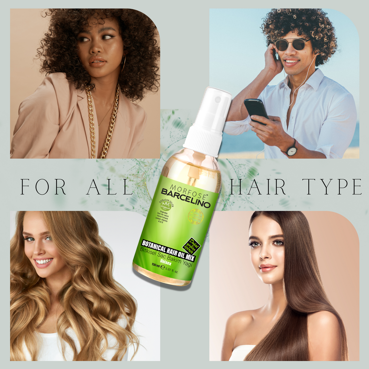 Morfose Barcelino Hair Oil, 12 different Oils, Promotes Thick, Long and Healthy Hair, Lightweight, Non-greasy Formula, Unisex, 5.07 Fl Oz - themorfose