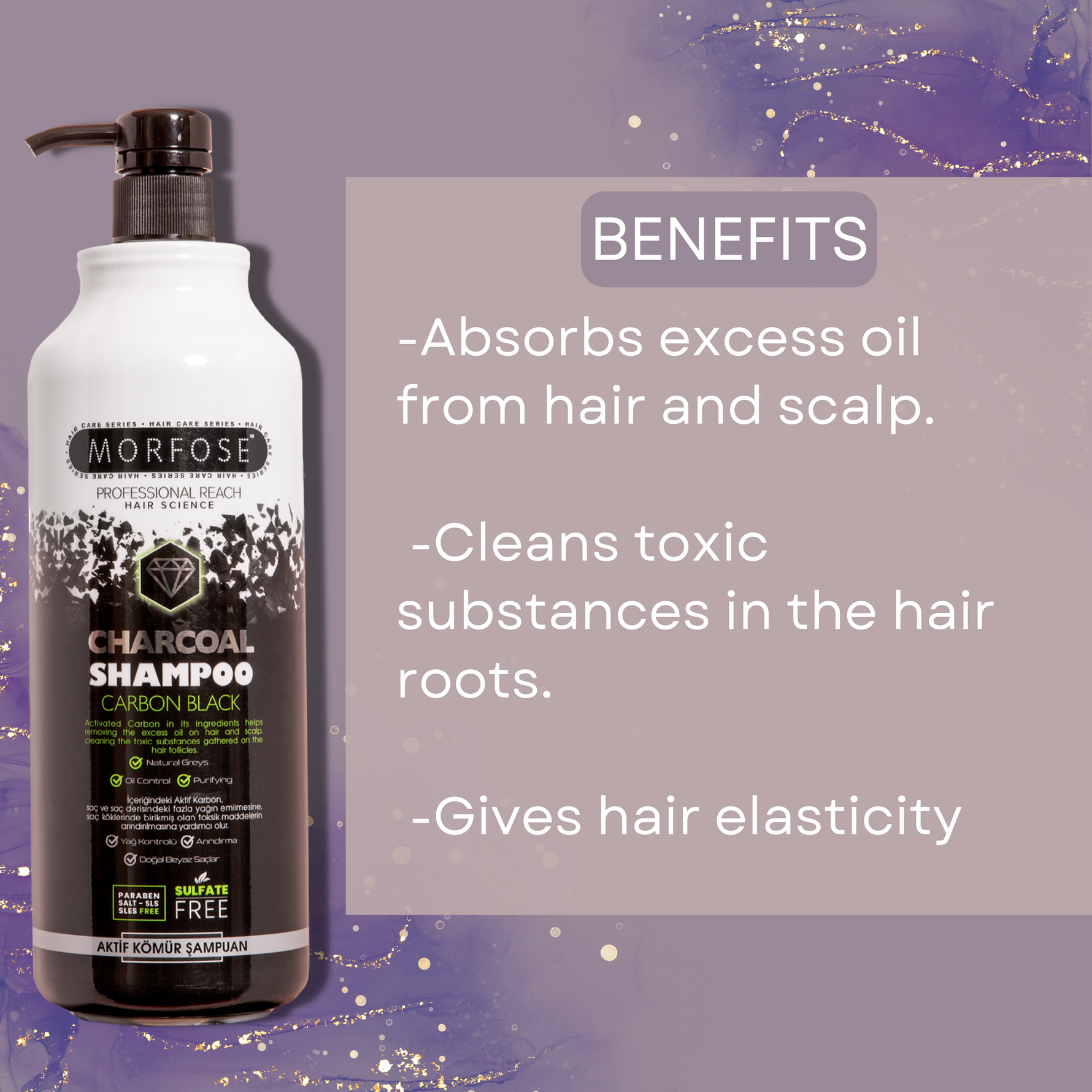 Morfose Professional Activated Carbon Hair Shampoo, Repairs and Protects, Fuller, Healthier, Softer Look, Eliminates Dryness, Damage, Removes Excess Oil on Hair and Scalp, 33.81 Fl oz… - themorfose