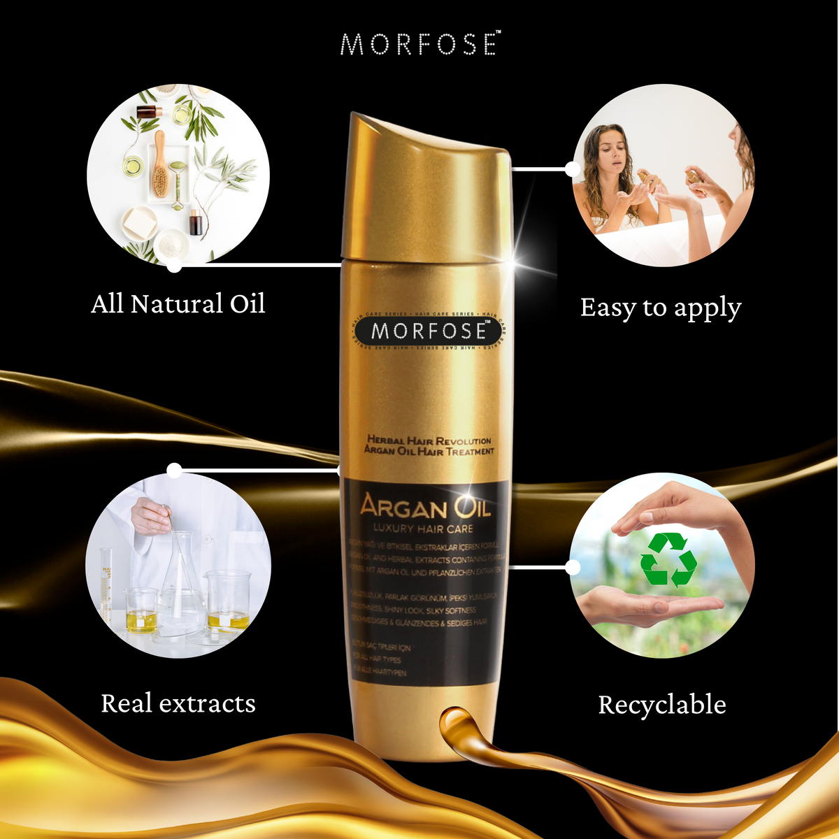 Morfose Luxury Argan Hair Oil for Curly Frizzy Hair, Lock In Moisture, and Restore Shine, Prevent Split Ends, Hair Oil for Dry Damaged Hair and Growth, Hair Treatment Oils, Healthy Hair, 3.4 Fl oz - themorfose