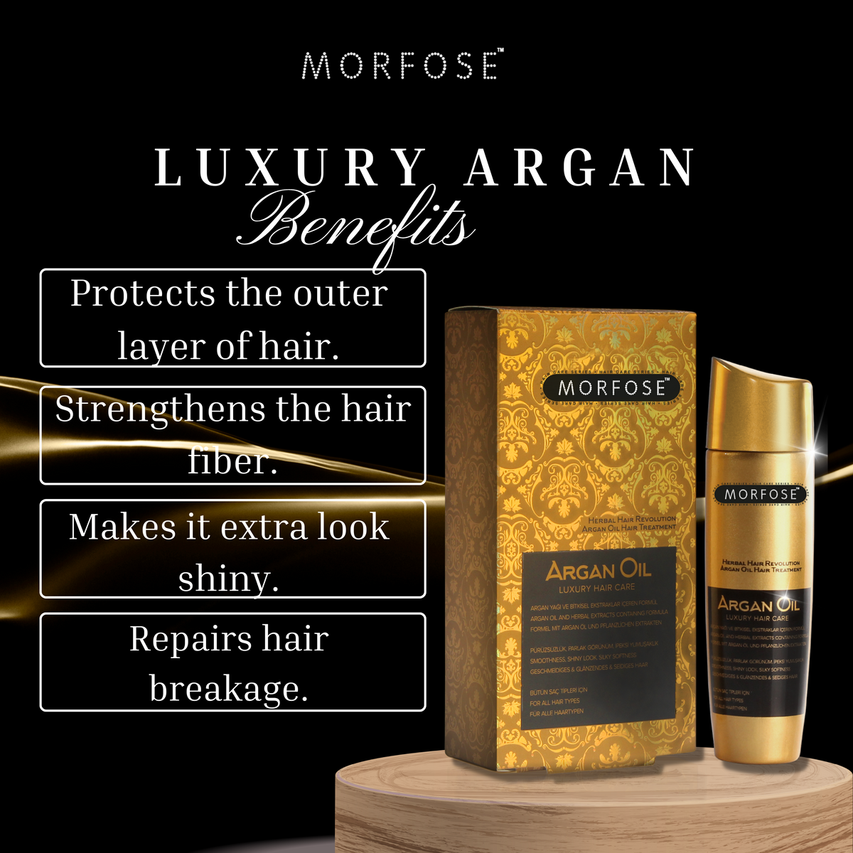 Morfose Luxury Argan Hair Oil for Curly Frizzy Hair, Lock In Moisture, and Restore Shine, Prevent Split Ends, Hair Oil for Dry Damaged Hair and Growth, Hair Treatment Oils, Healthy Hair, 3.4 Fl oz - themorfose