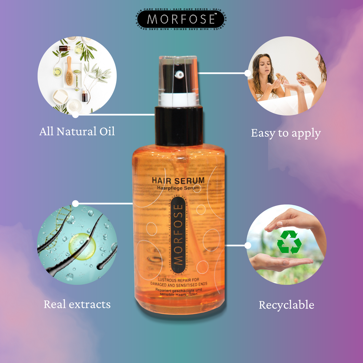 Morfose Anti Frizz Hair Serum to Eliminate Frizz, Lock In Moisture, and Restore Shine, Prevent Split Ends and Dry Damage, Smoothing Serum for Hair, Silky Softness Hair, Shine and Radiance, 2.54 Fl oz - themorfose