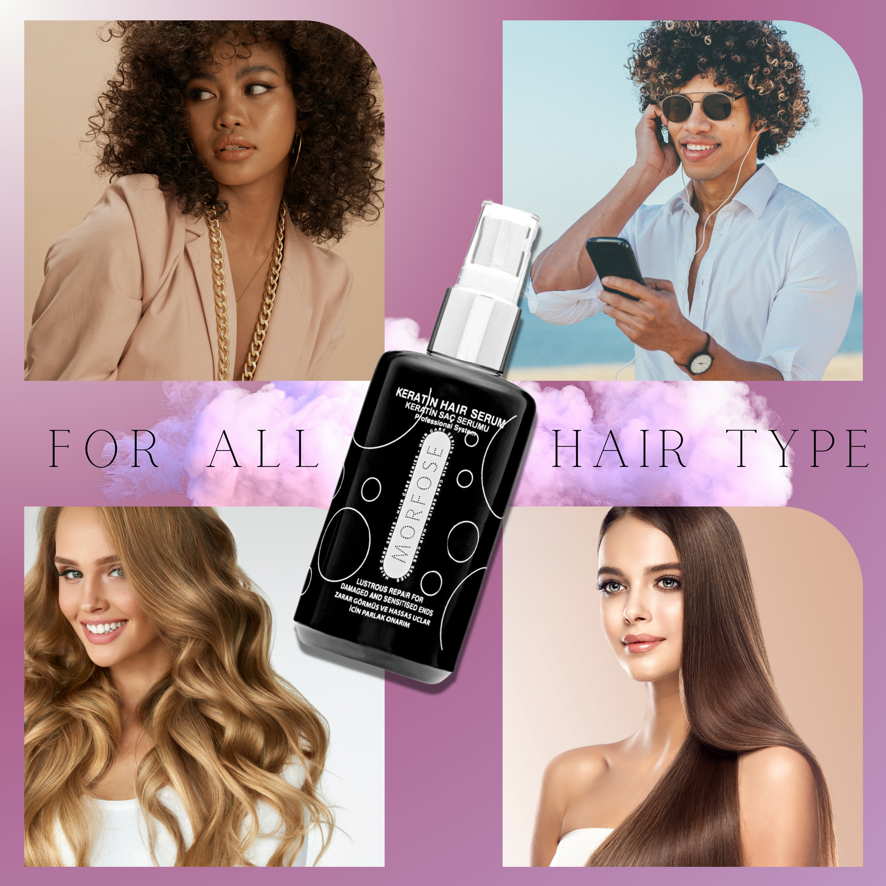 Morfose Ossion Keratin Hair Serum, Silky-smooth and Manageable Locks, Promotes Shiny, Healthy and Strong Hair, Reduces Frizz, Split-Ends and Breakage, 2,54 Fl oz - themorfose