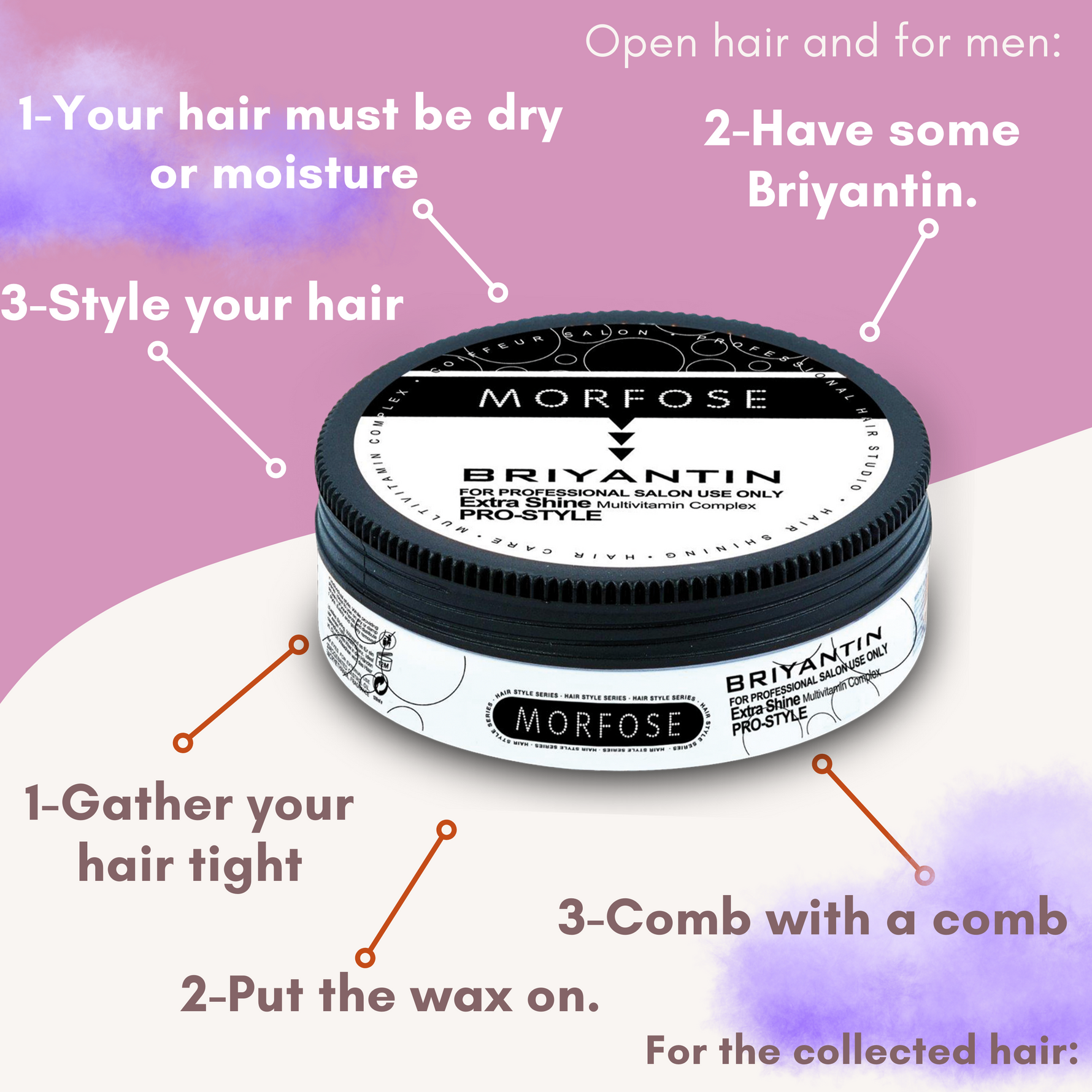 Morfose Professional Briyantin Hair Wax for Defined and Textured Hairstyles, for Women and Men, Edge Wax, Gel Wax, Manage Flyaways, and Curls, Barra de Cera para el Cabello  5.92 Fl oz - themorfose