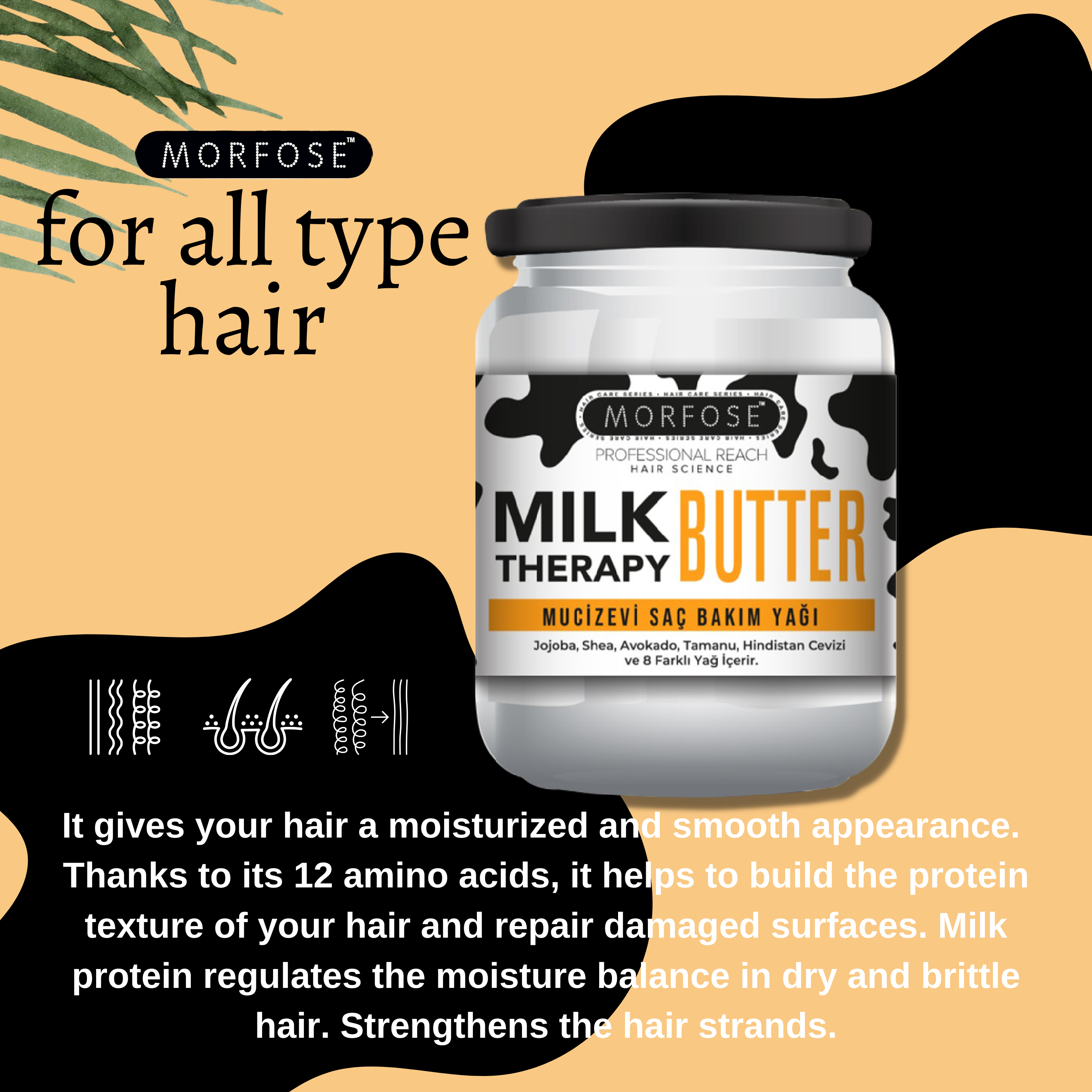 Morfose Milk Butter Hair Detangler for Women, Hair Conditioner for Colored Hair, Conditioner for Dry Hair, Leave in Conditioner for Dry Damaged Hair, Shampoo Conditioner, 13.52 Fl oz - themorfose