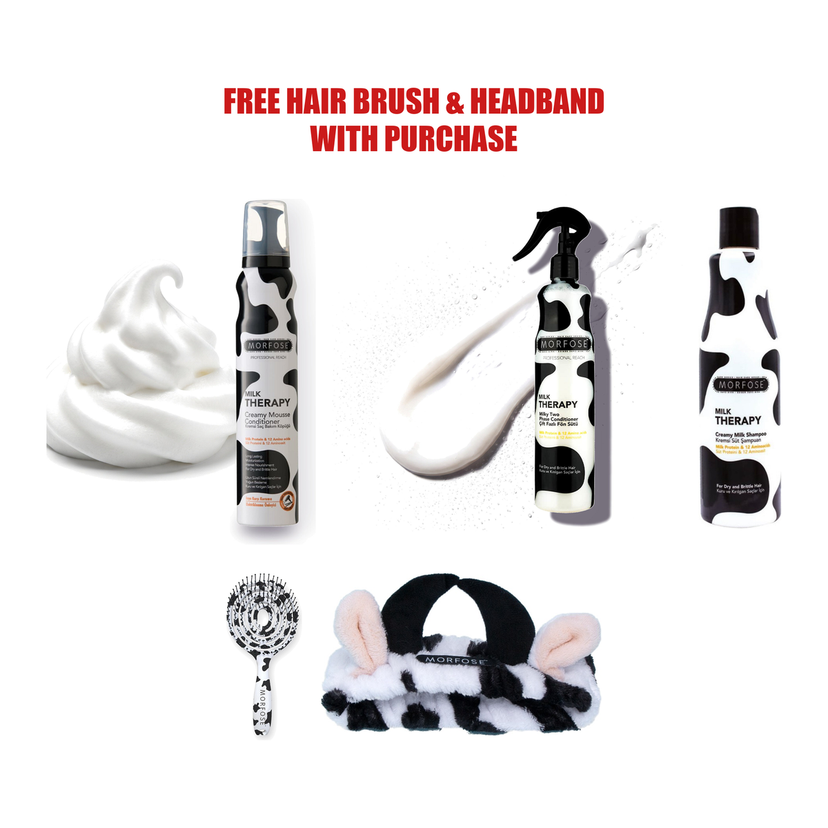 3-piece Milk Therapy volume set: Milk Therapy Hair Mousse for Volume, Milk Therapy Two-Phase Leave-In Conditioner, Milk Therapy Shampoo