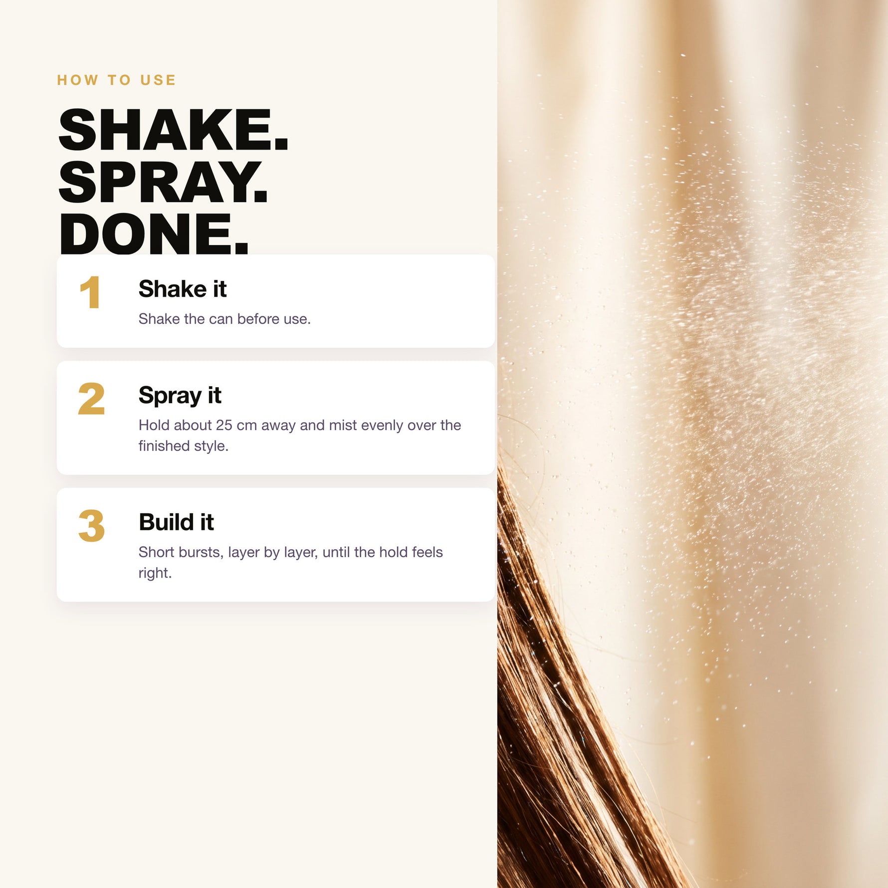 How to use Morfose Styling Shining Spray: shake, spray, build
