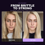 Morfose 10 Bond Plex before and after: hair before styling and the finished look