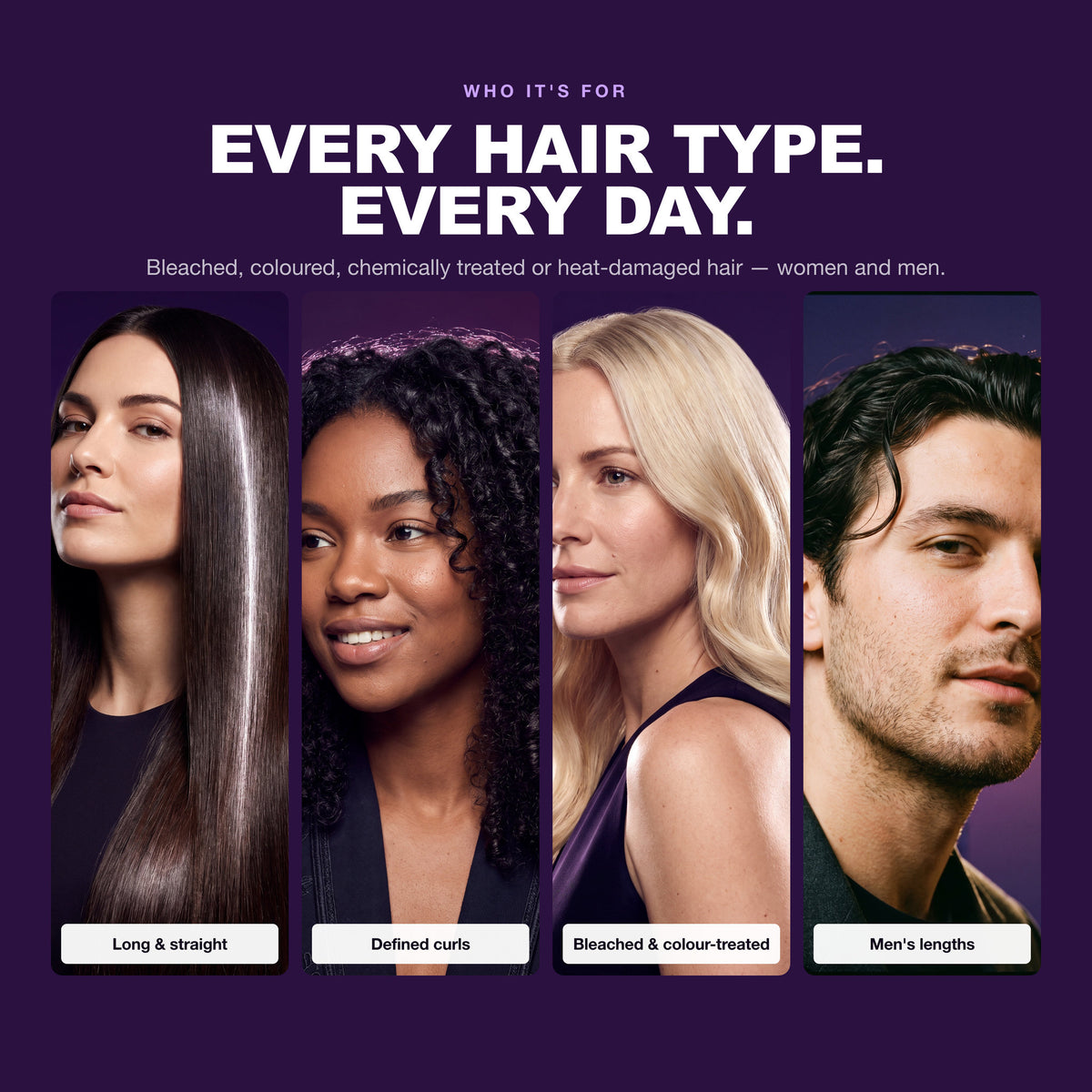 Morfose Styling Bond Treatment on straight, curly, bleached and men's hair