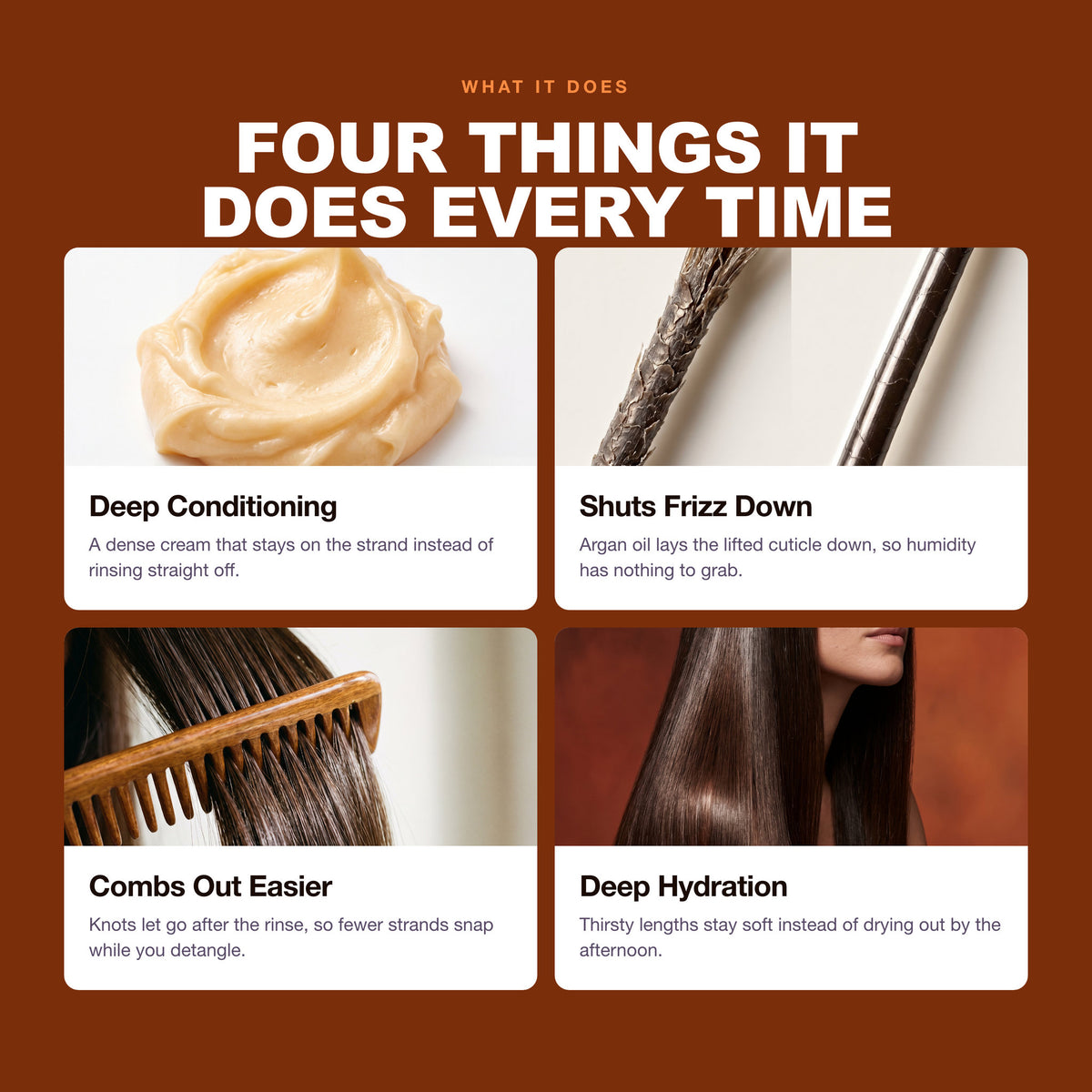 Morfose Argan hair mask benefits: Deep Conditioning, Shuts Frizz Down, Deep Hydration