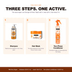 Morfose Argan routine: shampoo, hair mask, two-phase conditioner