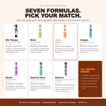 Morfose two-phase leave-in range, seven formulas, Argan highlighted