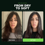 Morfose Barcelino Hair Care Oil before and after: hair before styling and the finished look