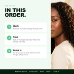 How to use the Morfose Biotin set in order: wash, treat, leave in