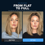 Morfose Hair Mousse Collagen before and after: hair before styling and the finished look