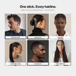 Morfose Hair Wax Stick on six looks: side parting, low bun, laid edges, ponytail, fade line, middle part