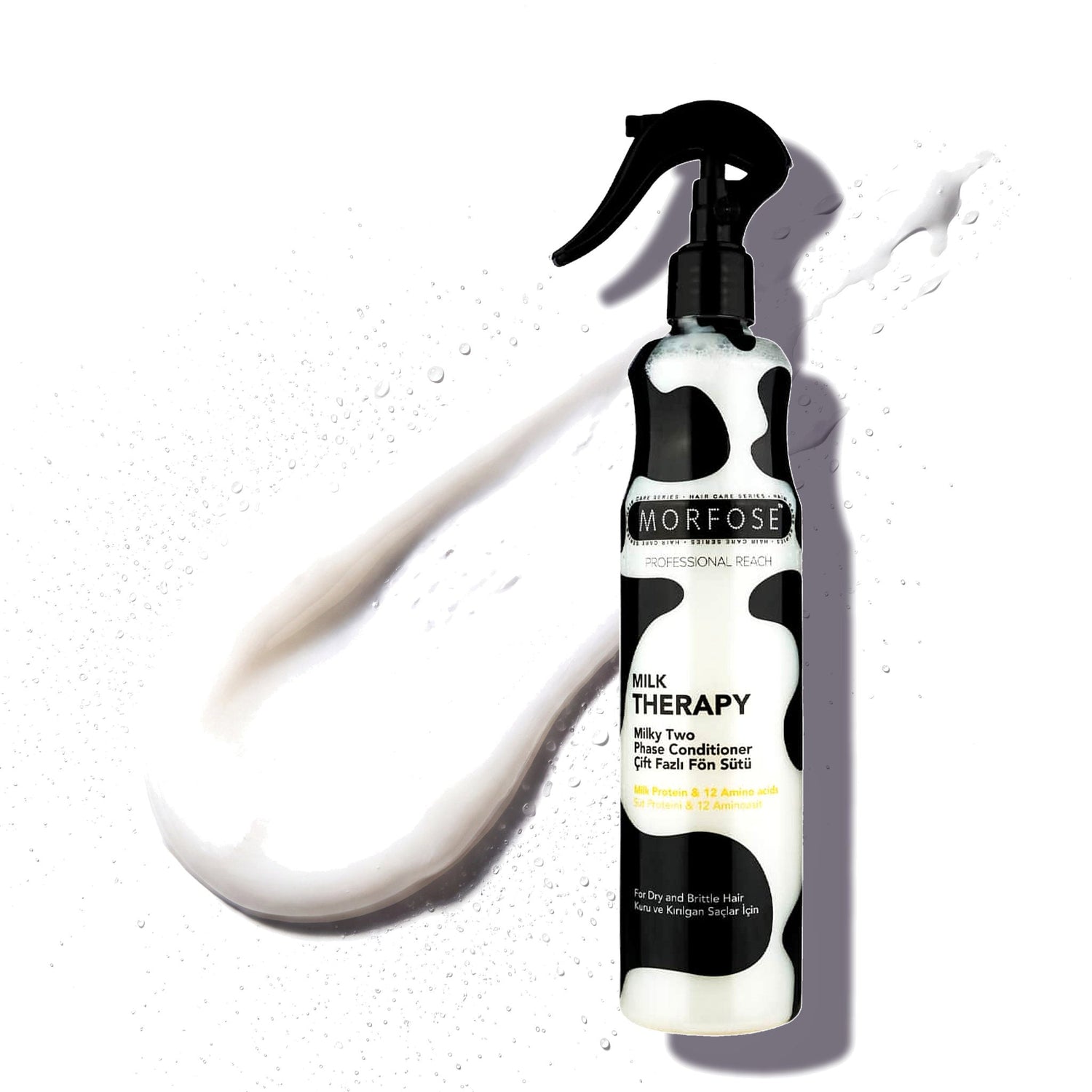 Morfose Two Phase Milk Therapy leave-in spray, heat protection, 13.53 fl oz
