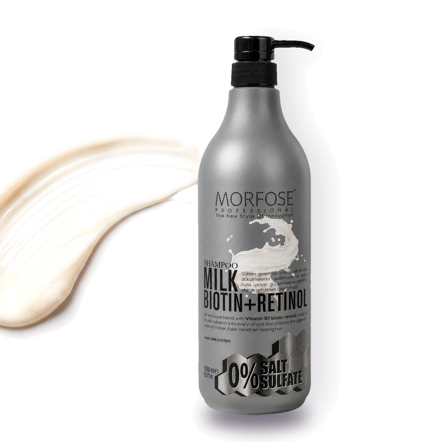 Morfose Professional Milk Biotin + Retinol Shampoo, 33.81 fl oz
