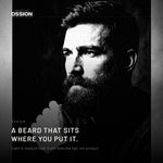 Portrait of a man with a well-groomed full beard and a sharp neckline