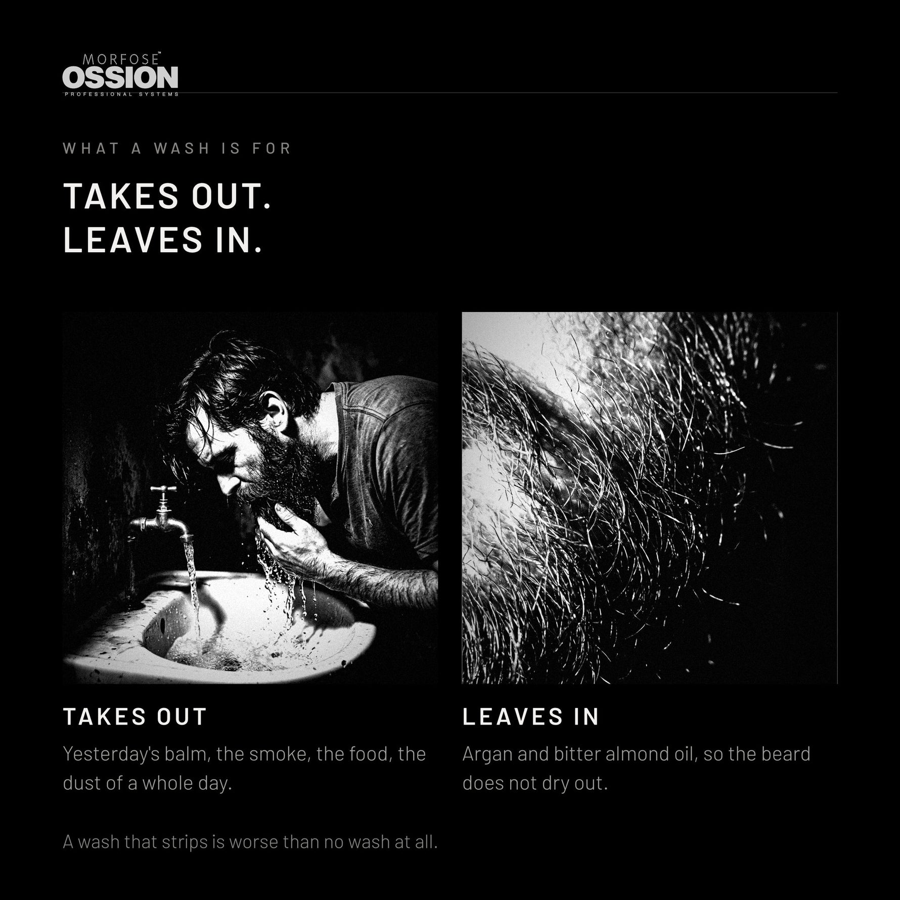 Ossion Beard Shampoo takes out the day and leaves the oils in