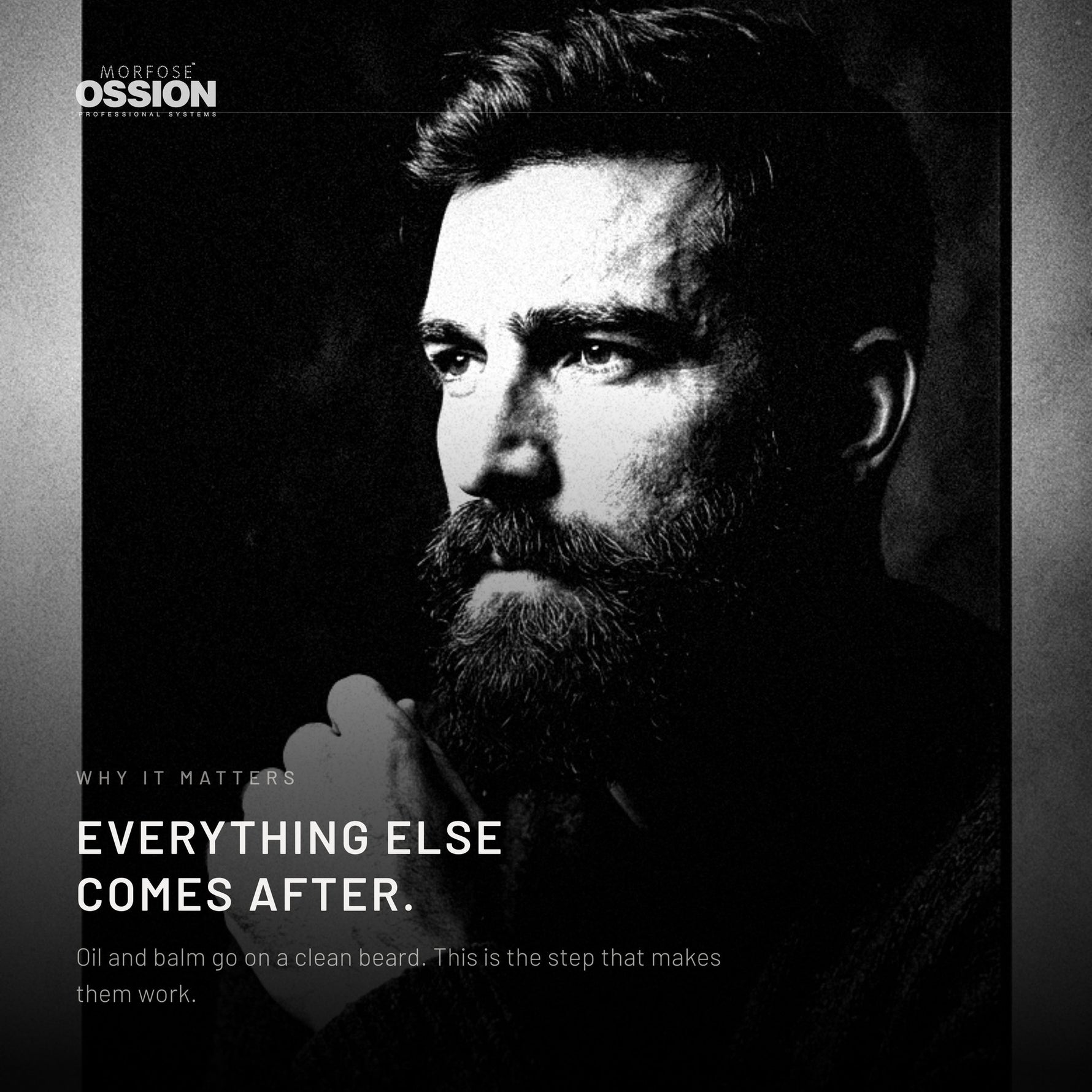 Portrait of a man with a clean, well-kept full beard