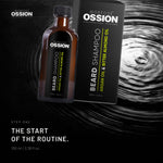 Ossion Beard Shampoo bottle resting on rippling water