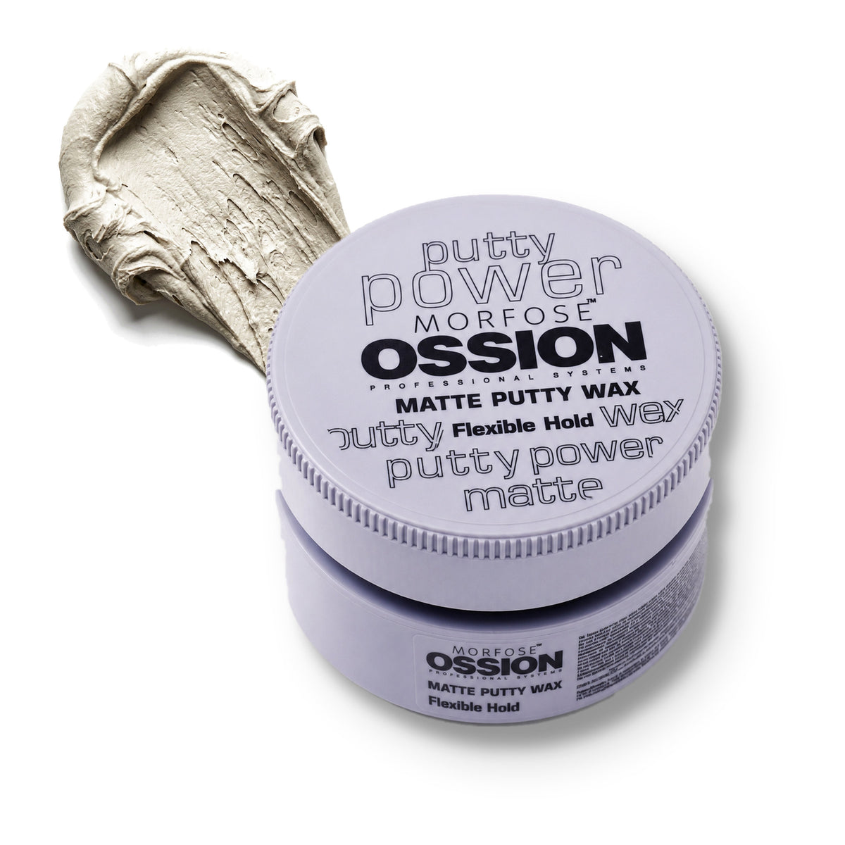Ossion Matte Putty Wax tin, 100 ml / 3.38 fl oz, on a white background