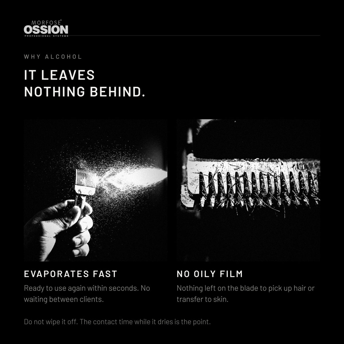 Ossion Cleaning Spray evaporates fast and leaves no oily film